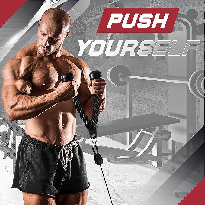 Yes4All Tricep Press Down Cable Machine Attachment Set, LAT Pulldown Attachment, Cable Machine