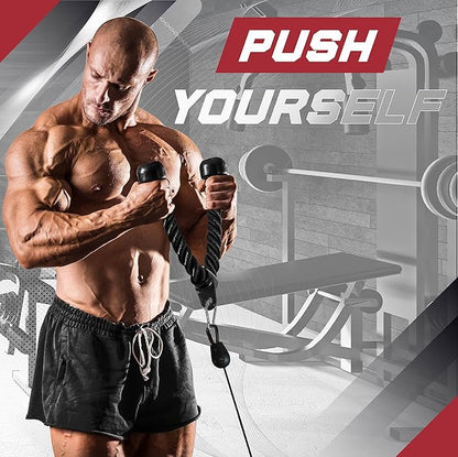 Yes4All Tricep Press Down Cable Machine Attachment Set, LAT Pulldown Attachment, Cable Machine