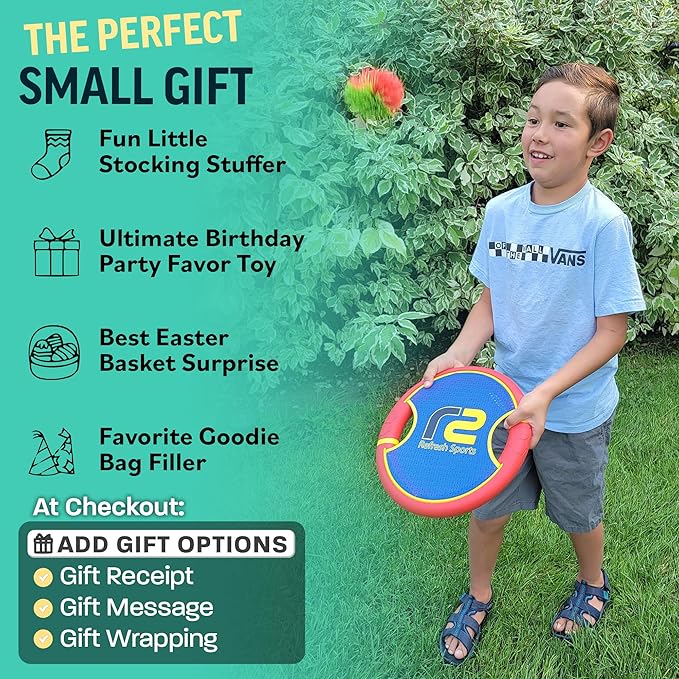 Fun Bouncy Paddle & Stringy Ball Toss & Catch Game - Easy to Use for Kids All Ages - Soft Foam