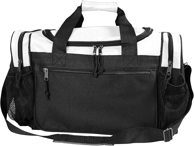 DALIX 17" Duffle Bag Dual Front Mesh Pockets (Black Gold Gray Dark Green Navy Blue Maroon Royal