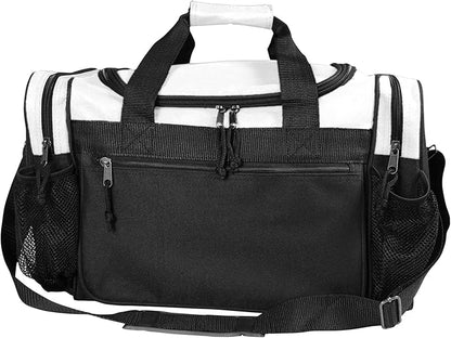 DALIX 17" Duffle Bag Dual Front Mesh Pockets (Black Gold Gray Dark Green Navy Blue Maroon Royal