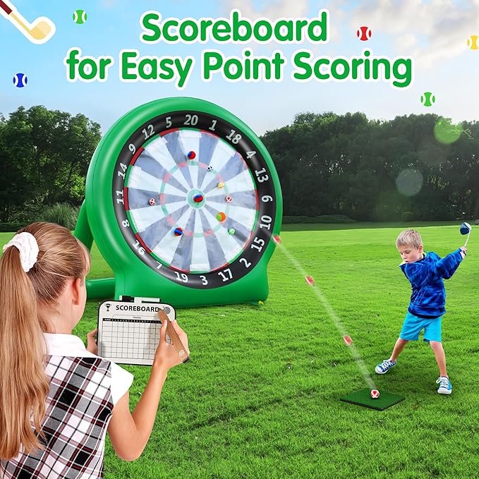 6FT Inflatable Dartboard, Giant Kick Darts Soccer Darts Golf & Throw Dart with Air Pump, Giant