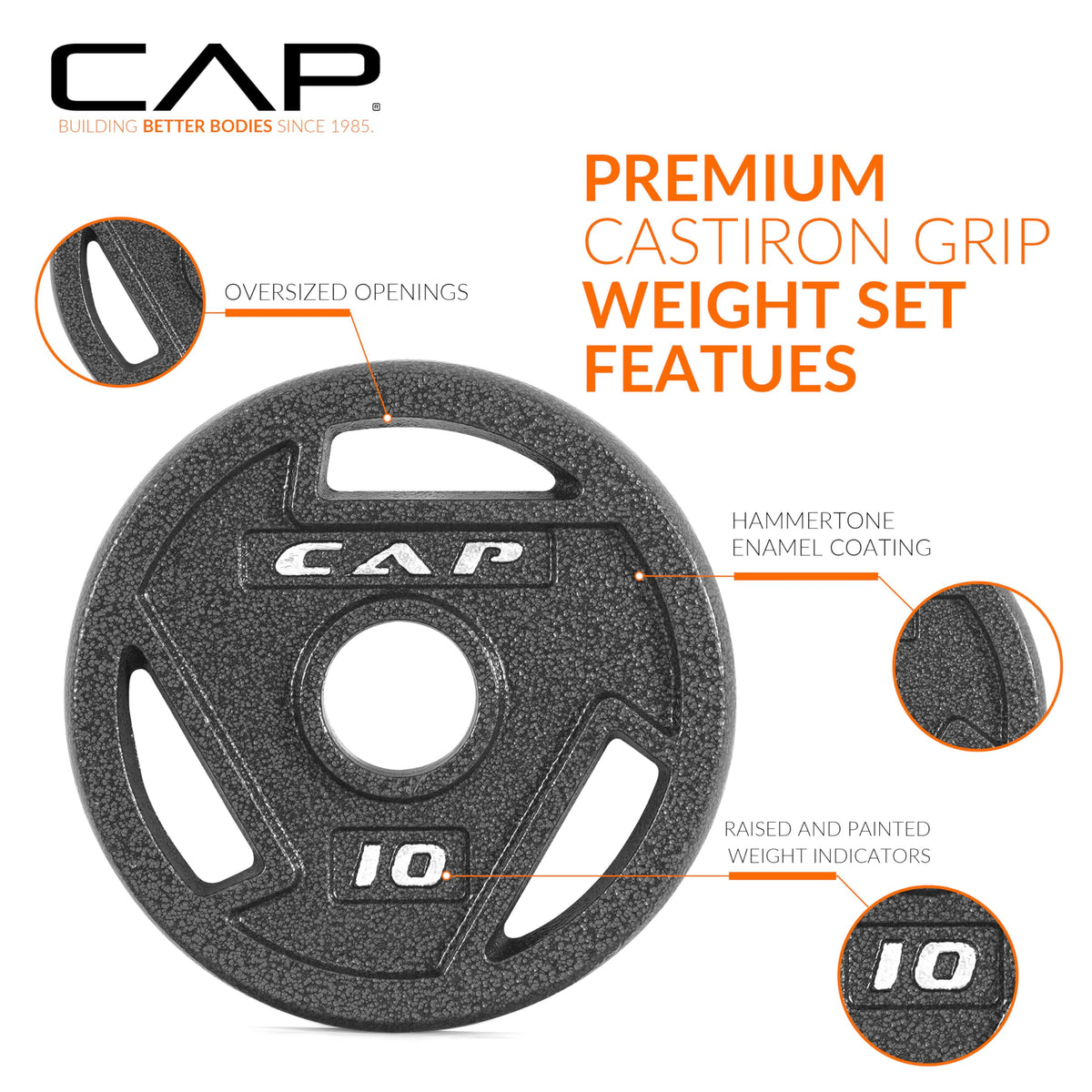 CAP Barbell 75 LB Elite Olympic 2-Inch Cast Iron Weight Plate Set