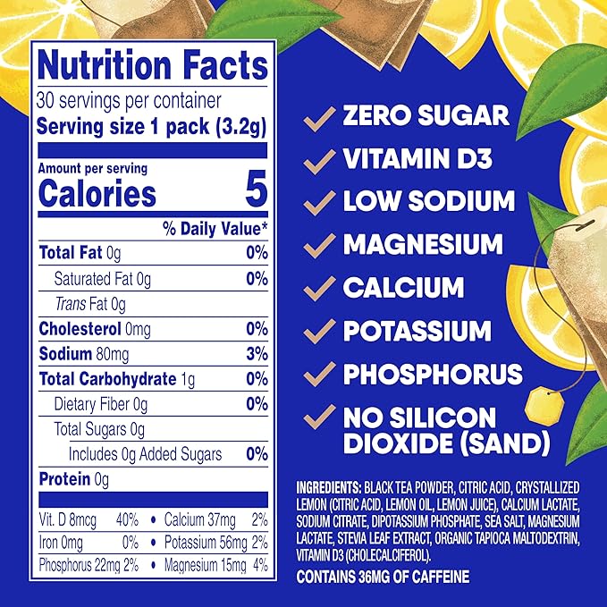 GoHydrate Instant Hydration Powder Packets- Low Sodium Electrolytes Drink Mix with 36mg Caffeine