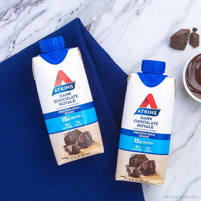 Atkins Dark Chocolate Royale Protein Shake, High Protein Shakes, Low Glycemic, Low Carb and Low