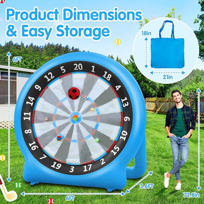 6FT Inflatable Dartboard, Giant Kick Darts Soccer Darts Golf & Throw Dart with Air Pump, Giant