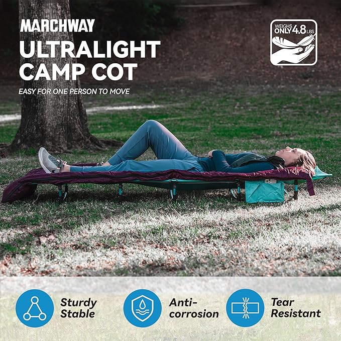 MARCHWAY Ultralight Folding Tent Camping Cot Bed, Portable Compact for Outdoor Travel, Base Camp