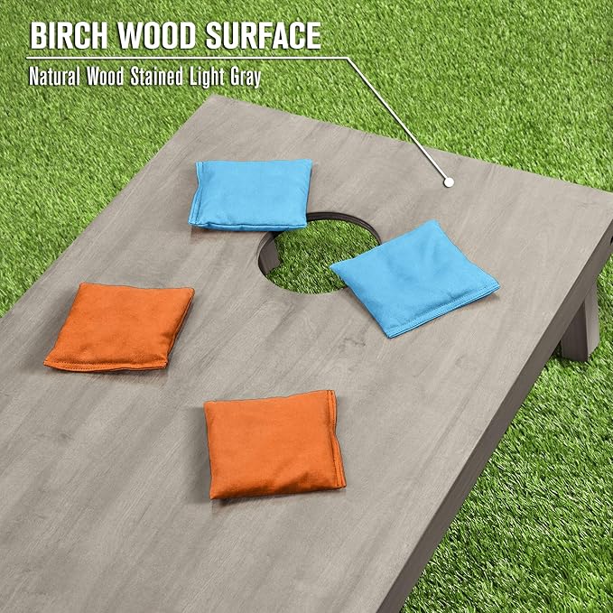 GoSports 4 ft x 2 ft Regulation Size Wooden Cornhole Boards Set - Includes Carrying Case and Bean