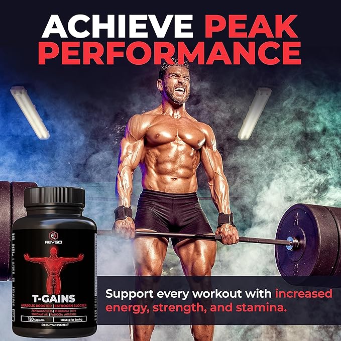 Anabolic Booster & Muscle Builder, T-GAINS Testosterone Supplement for Men, TRT Test Booster &