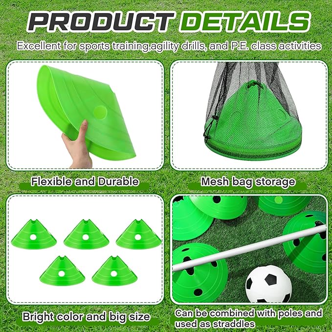 ShinyRelief Jumbo Disc Cones Jumbo Soccer Cones with Mesh Bag Giant Large Agility for Soccer