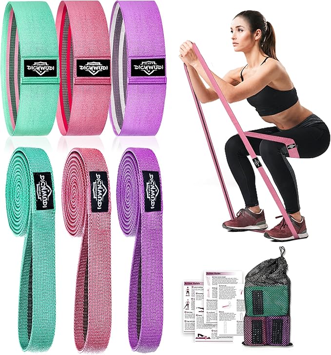 Fabric Resistance Bands for Working Out, 6Pack Non-Slip Exercise Bands for Women and Men, Fabric