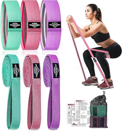 Fabric Resistance Bands for Working Out, 6Pack Non-Slip Exercise Bands for Women and Men, Fabric
