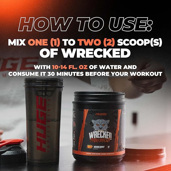 Huge Supplements Wrecked Pre-Workout, Advanced Formula, Boosts Energy, Focus, Pumps & Performance