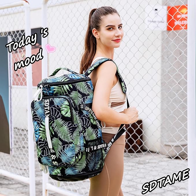 Gym Duffle Bag Backpack with Shoe Compartment,4 ways Travel Backpack for Women and