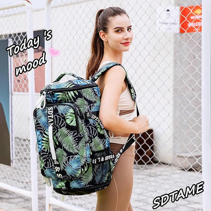 Gym Duffle Bag Backpack with Shoe Compartment,4 ways Travel Backpack for Women and
