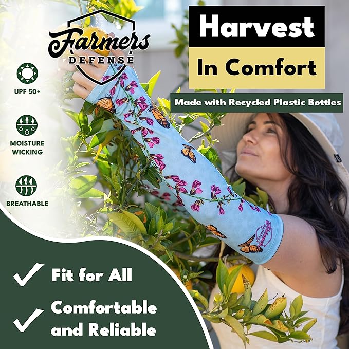 FARMER'S DEFENSE Sleeves | UV Cooling Sleeves | Anti-Scratch Sun Protection Arm Sleeves for