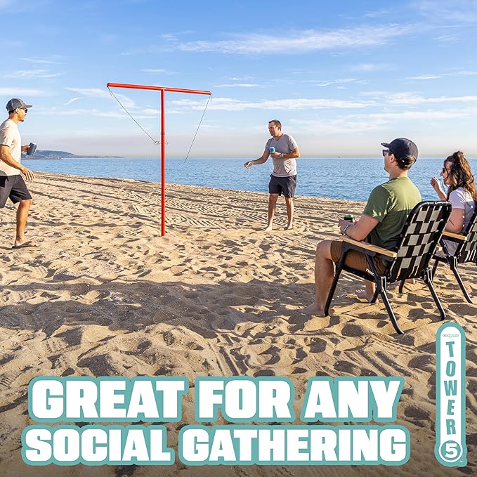 GoSports Tower 5 Giant Ring Swing Versus Game for Adults and Family - Hook and Ring Outdoor Yard
