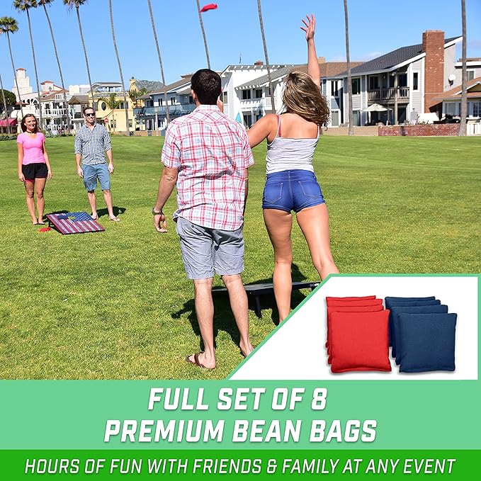 GoSports Portable Cornhole Sets, 8 Styles – Choose 4 x 2 ft or 3 x 2 ft - Boards Include 8 Bean