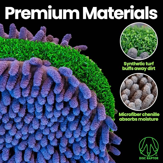 The Original Disc Golf Cleaning Tool with Microfiber & Turf | Flying Disc Golf Towel Accessories &