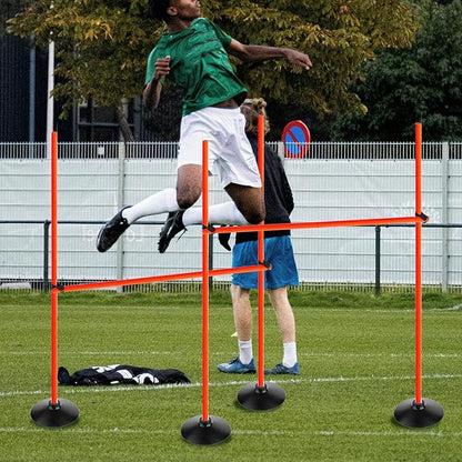 Orange Adjustable Height Agility Hurdle Set Multi-Function Soccer Trainning Pole Set Coaching