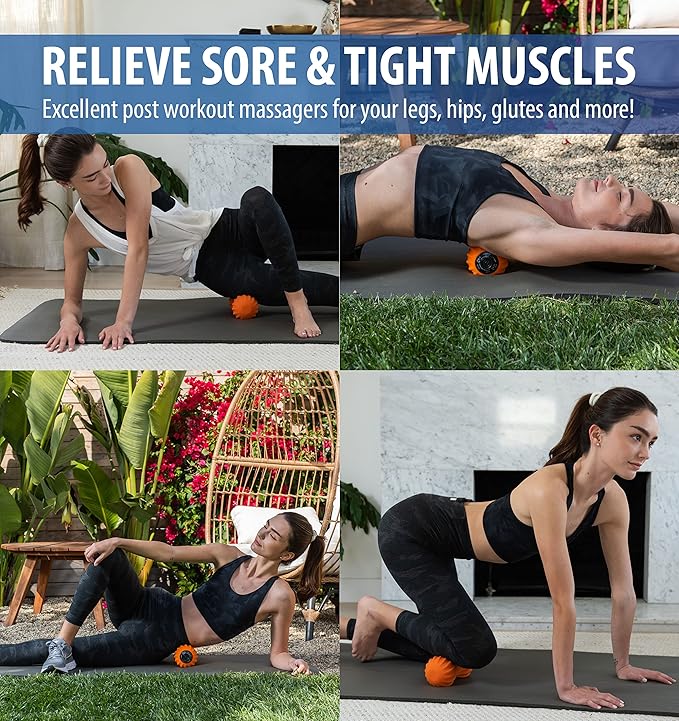 Zyllion Vibrating Peanut Massage Ball with 4 Modes - Cordless Rechargeable Electric Deep Tissue