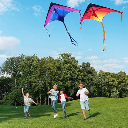 JOYIN Large Delta Kite Red, Green and Purple, Easy to Fly Huge for Kids and Adults with 262.5ft