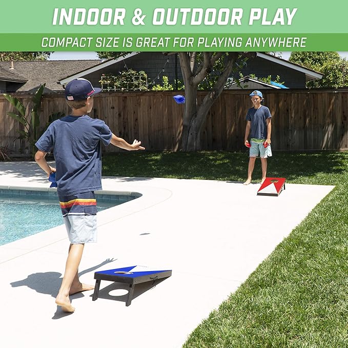 GoSports 2 ft x1 ft Portable Size Cornhole - Choose Classic or Wood Designs - Game Set with 6 Bean