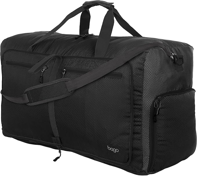 Bago Foldable Duffel Bags for Traveling Women & Men - 60L Medium Packable Duffle Bag for Travel