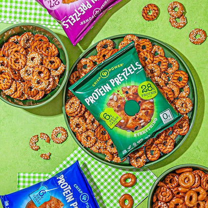 Crisp Power Protein Pretzels, Variety Pack With Sea Salt, Sesame, & Everything, Vegan Keto Snack