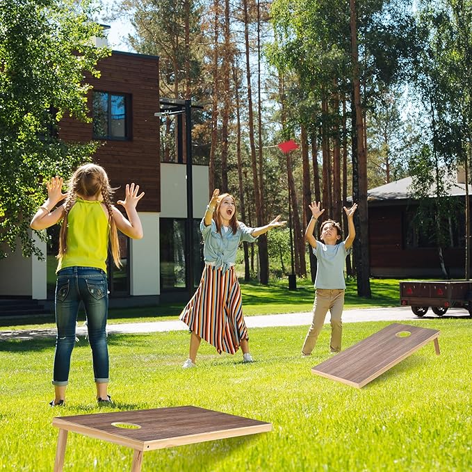 4 x 2 ft Solid Wood Cornhole Board Set with 8 Bean Bags and Carrying Bag, Premium Toss Game for