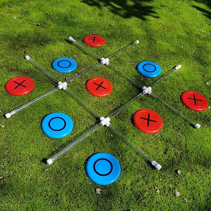 Outdoor Games Giant Tic Tac Toe Games, Yard Lawn Toss Games with Light, Glow in Dark Backyard Games