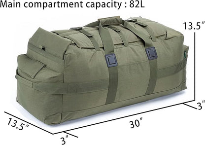 Large Military Duffle Bag Backpack Tactical Field Gear Equipment Duffel Bag Army Deployment Bag 85L