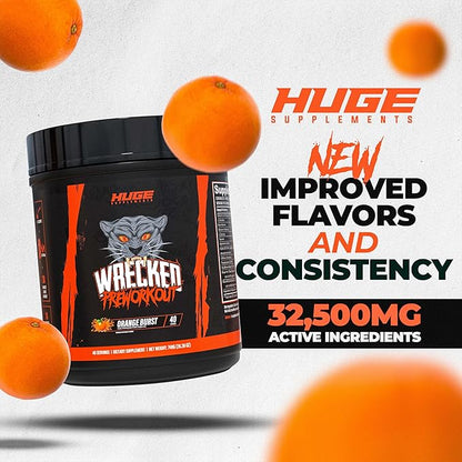 Huge Supplements Wrecked Pre-Workout, Advanced Formula, Boosts Energy, Focus, Pumps & Performance