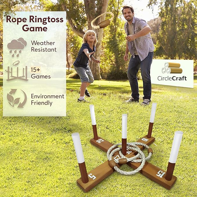 Outdoor Ring Toss Game for Adults - Perfect Lawn and Backyard Game for Adults and Family - Outdoor