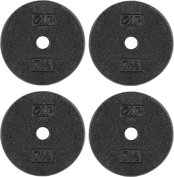 CAP Barbell Standard 1-Inch Cast Iron Weight Plates - Singles & Sets | 1.25-50 lbs | Multiple