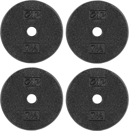 CAP Barbell Standard 1-Inch Cast Iron Weight Plates - Singles & Sets | 1.25-50 lbs | Multiple