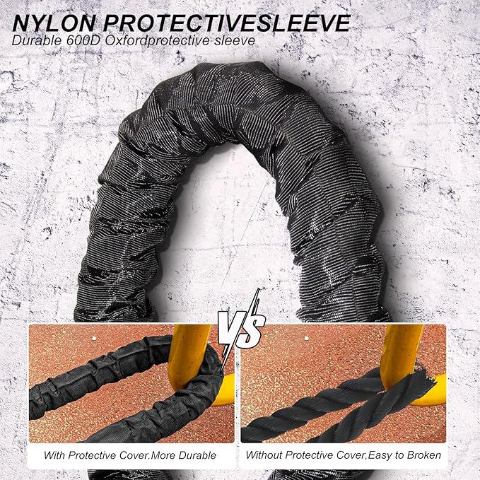 Battle Rope 1/1.26/1.5/2 Inch Diameter,Pink 30FT/40FT/50FT Exercise Workout Ropes for Home Gym