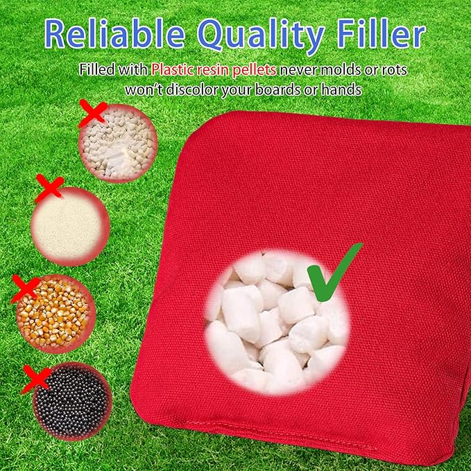 EunHo Dual Sided Cornhole Bags Regulation Set of 8 Professional Cornhole Bean Bags Slick and Stick
