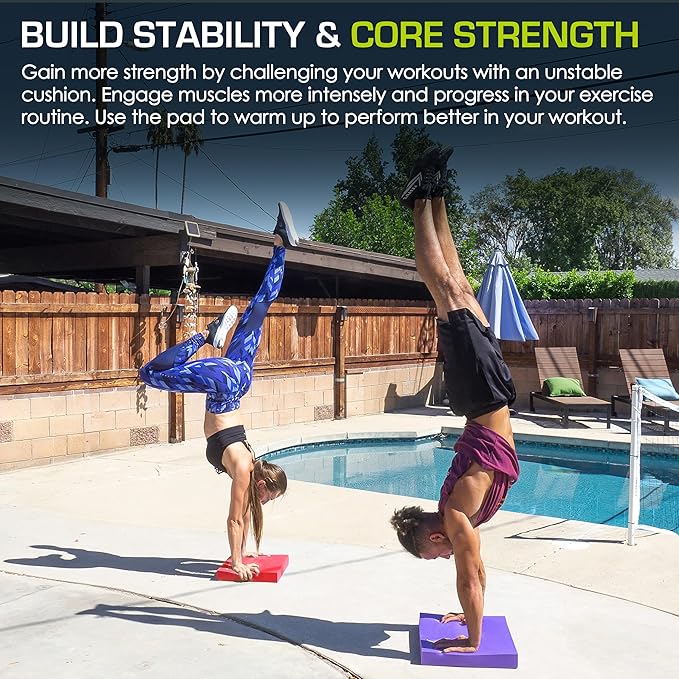 ProsourceFit Exercise Balance Pad ??Non-Slip Cushioned Foam Mat & Knee Pad for Fitness and
