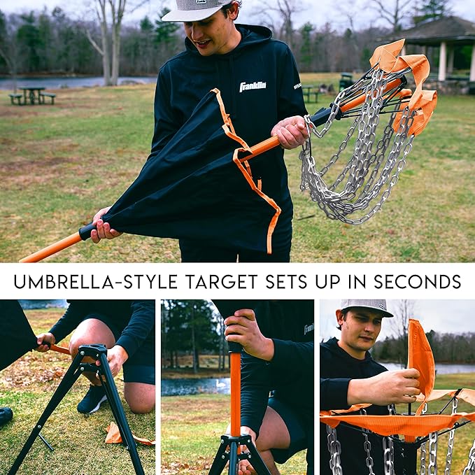 Franklin Sports Disc Golf Baskets - Portable Disc Golf Target with Chains Included - Disc Golf