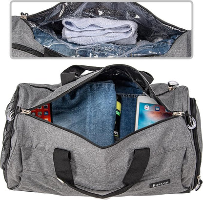 Kuston Sports Gym Bag with Shoes Compartment, Trolley Sleeve and Wet Pocket Gym Duffel Bag