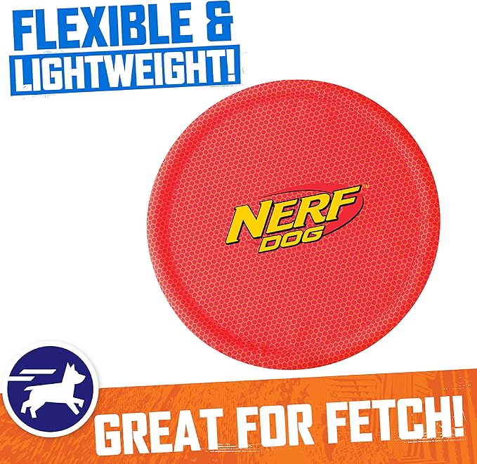 Nerf Dog Nylon Flyer Dog Toy, Flying Disc, Lightweight, Durable and Water Resistant, Great for