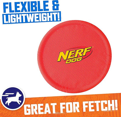 Nerf Dog Nylon Flyer Dog Toy, Flying Disc, Lightweight, Durable and Water Resistant, Great for
