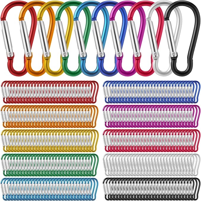 300 Pcs 2" Carabiner Bulk Spring Snap Hooks Bulk Aluminum Alloy Clip Keychain for Hanging Camping