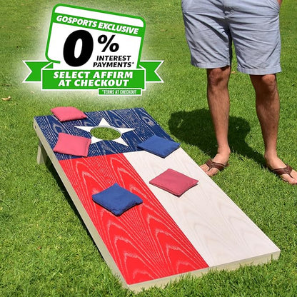 GoSports 4 x 2 ft Flag Series Wood Cornhole Sets – American Flag or State Flags – Includes 2