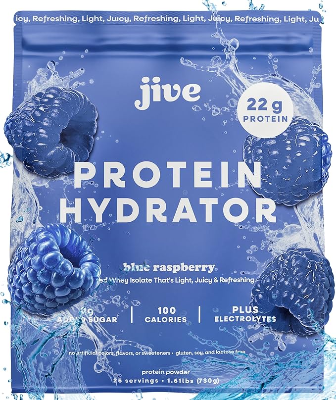 Jive Clear Protein Powder - 22g Grass-Fed Whey Isolate, 25 Servings - Blue Raspberry - 895mg of