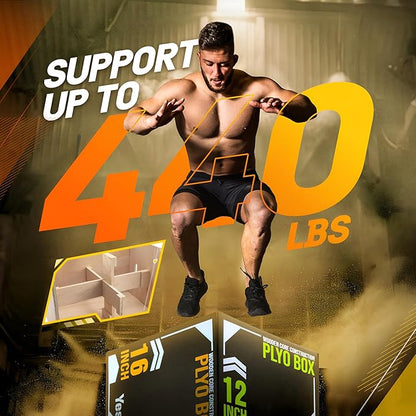 Yes4All 3-in-1 Soft-Padded Plyo Box With Wooden Core, Non-Slip Multi-Use Cushioned Plyometric Jump