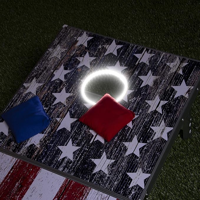 GoSports 4 x 2 ft Aluminum Cornhole Game Sets – Choose LED Lights or Standard - Set Includes 2