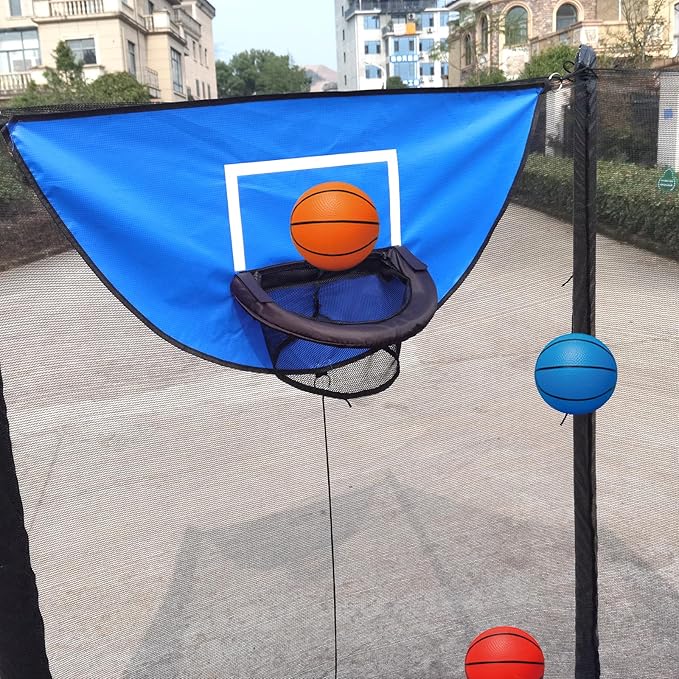 Trampoline Basketball Hoop, with Pump and 4 Mini Balls, Easy to Install, Universal Trampoline