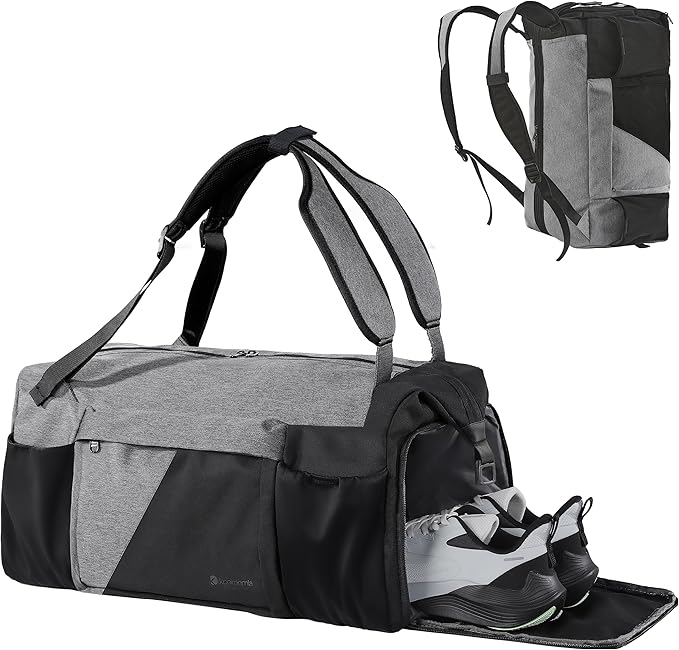 Gym Bag for Men with Shoes Compartment and Wet Pocket Convertible Duffle Bag and Gym Backpack